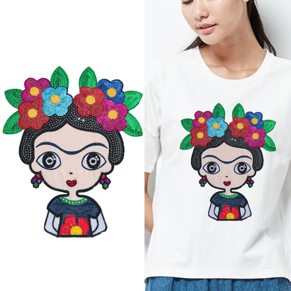 

Large Sequine Chinese Style Princess Sticker Embroidery Cloth Patch Appliques Accessories Patches for Costume Sewing Supplies