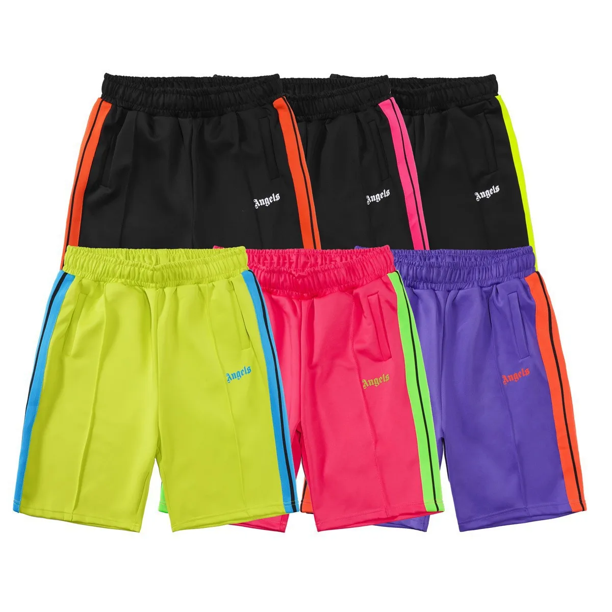 2024 nuovi pantaloncini sportivi Casual per uomo e donna cintura traspirante Micro elastica ad asciugatura rapida con fettuccia laterale Color arcobaleno