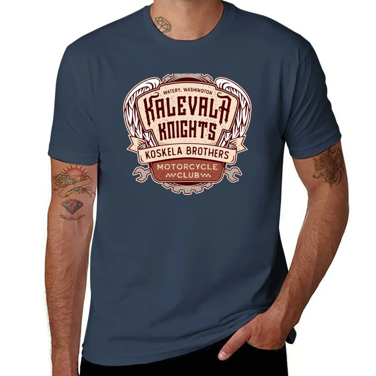 Emblem Knights Watery Kalevala T-Shirt Basic Casual Wear Short Sleeve Top