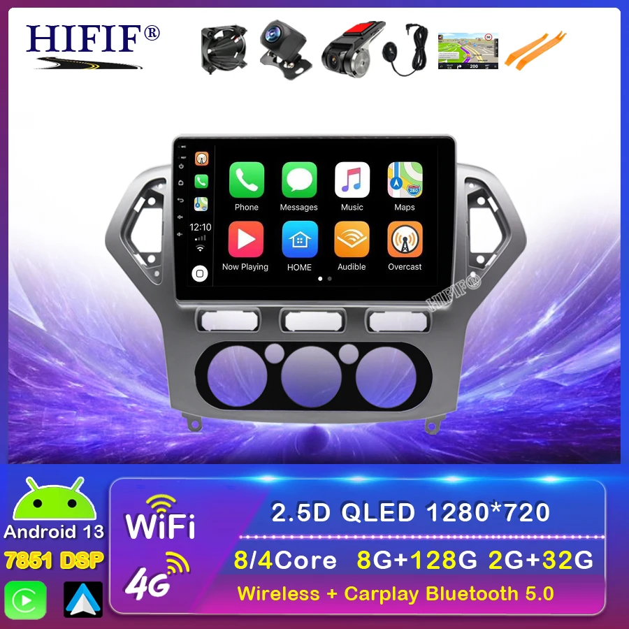 Android 13 Octa-Core head unit HU 4G in Dash Car Radio Multimedia Video Player Navigation GPS For Ford Mondeo 4 2006 - 2010