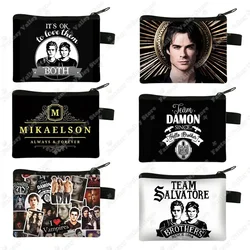 The Vampire Diaries Print Coin Purse TVD Women Wallets Team DAMON Money Coin Bags ID Credit Card Key Earphones Holder Gift