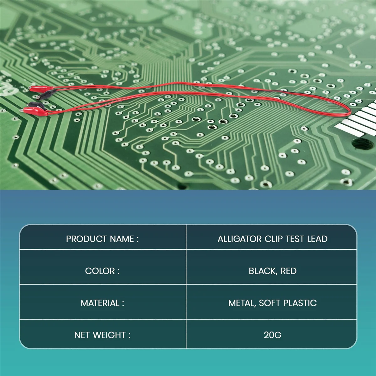 ABYA 1M مقاطع التمساح المزدوجة اختبار سلك توصيل معزز الرصاص