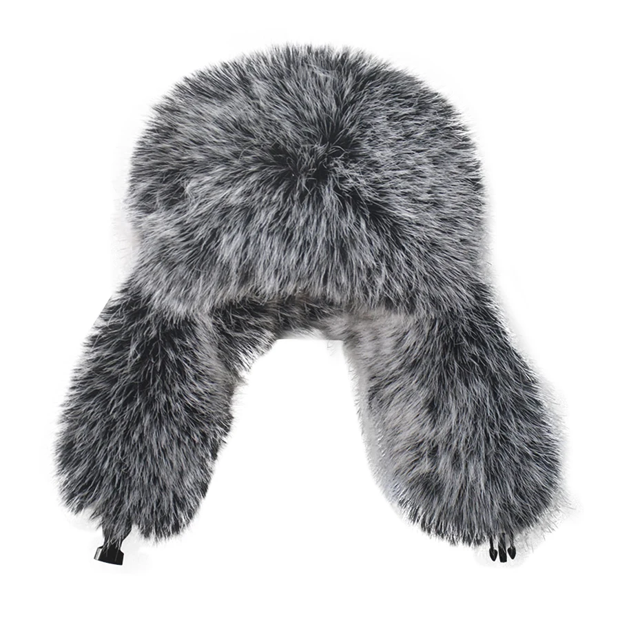 Unisex Men Women Russian Hat Trapper Bomber Warm Trooper Ear Flaps Winter Ski Hat Solid Fluffy Faux Fur Cap Headwear Bonnet