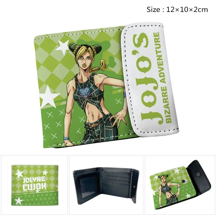 JoJo's Bizarre Adventure Jonathan Joestar Cartoon-Muster, versteckte Schnalle, kurze Geldbörse aus Leder, Aufbewahrung für Studenten, Münzgeldbörse, Geschenk – Detail 1