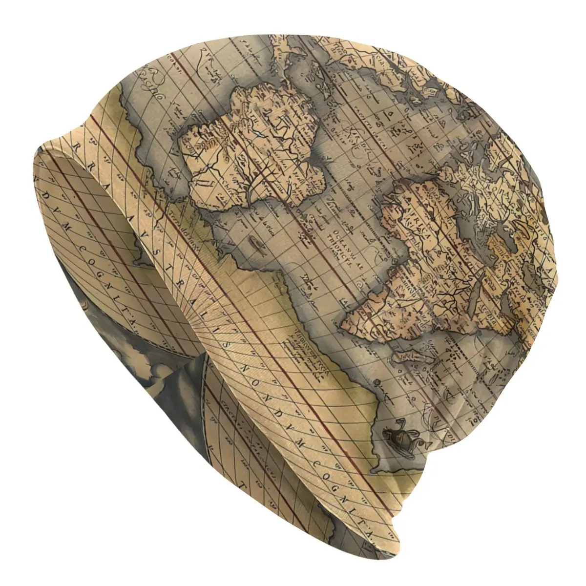 World Map Autumn Spring Hats Retro Thin Hat Bonnet Special Skullies Beanies Caps Men Women\'s Earmuffs