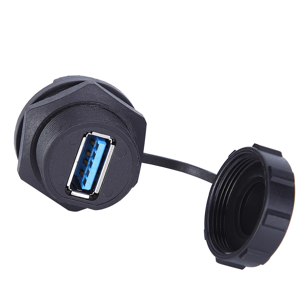 Wired Waterproof Connector Waterproof USB Connector Copper Contact PA66 Insulator USB3.0 Double Female + Dustproof Cover - view 5