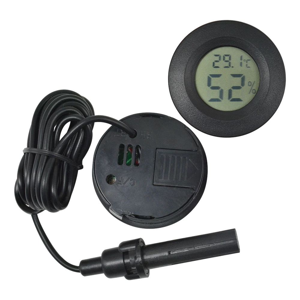 New Mini LCD Round Embedded Digital Thermometer and Hygrometer with 1.5m Probe Detection Module Humidity Sensor for Aquarium