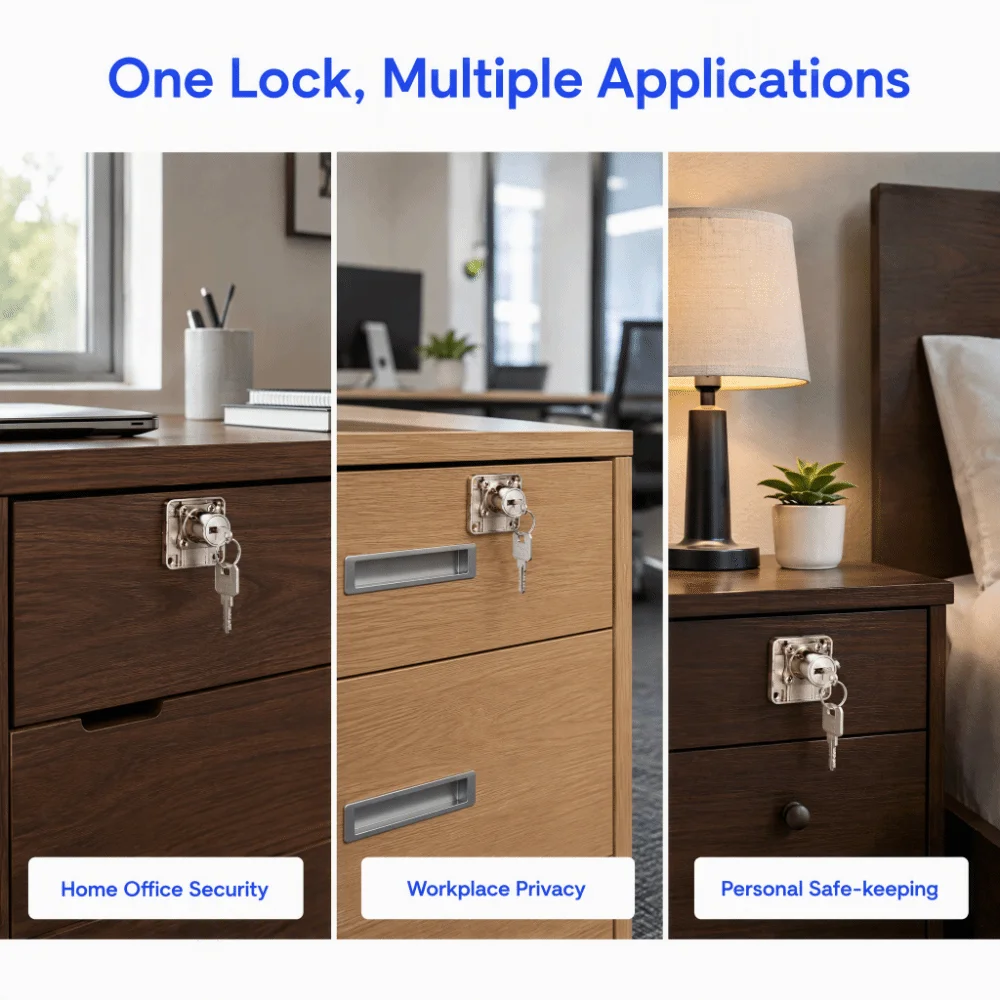 Durable Zinc Alloy Furniture Drawer Lock Security Reusable Cabinet Door Lock Deadbolt Cabinet Loc Office