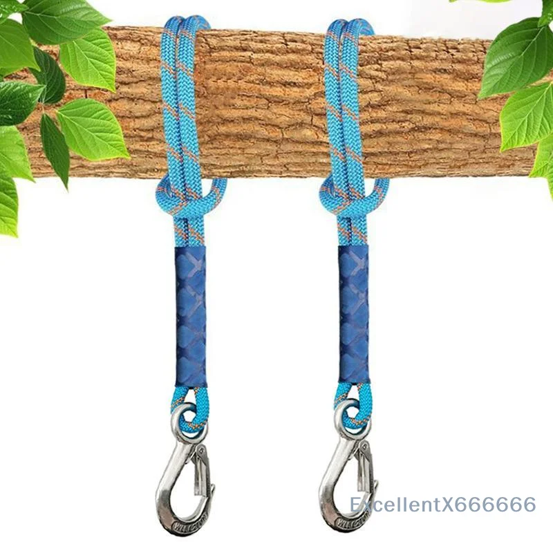 Heavy Duty Nylon Sling With Metal Hook- Wear-resistant- Suitable For Outdoor Hammocks, Tree Swings