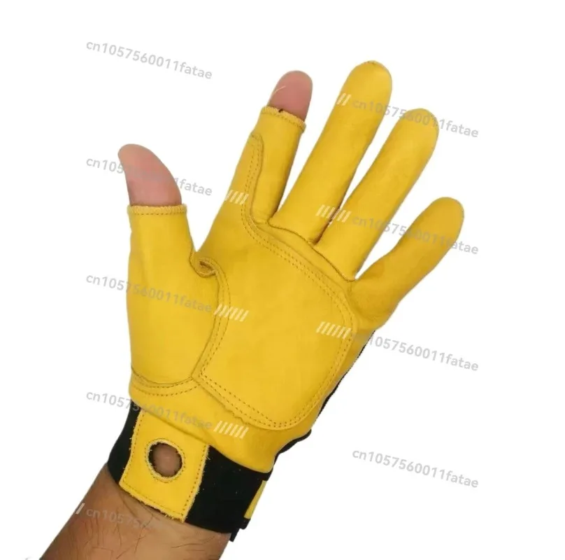 

Cowhide Open Finger Gloves for Caving Mountaineering Waterfall Descending