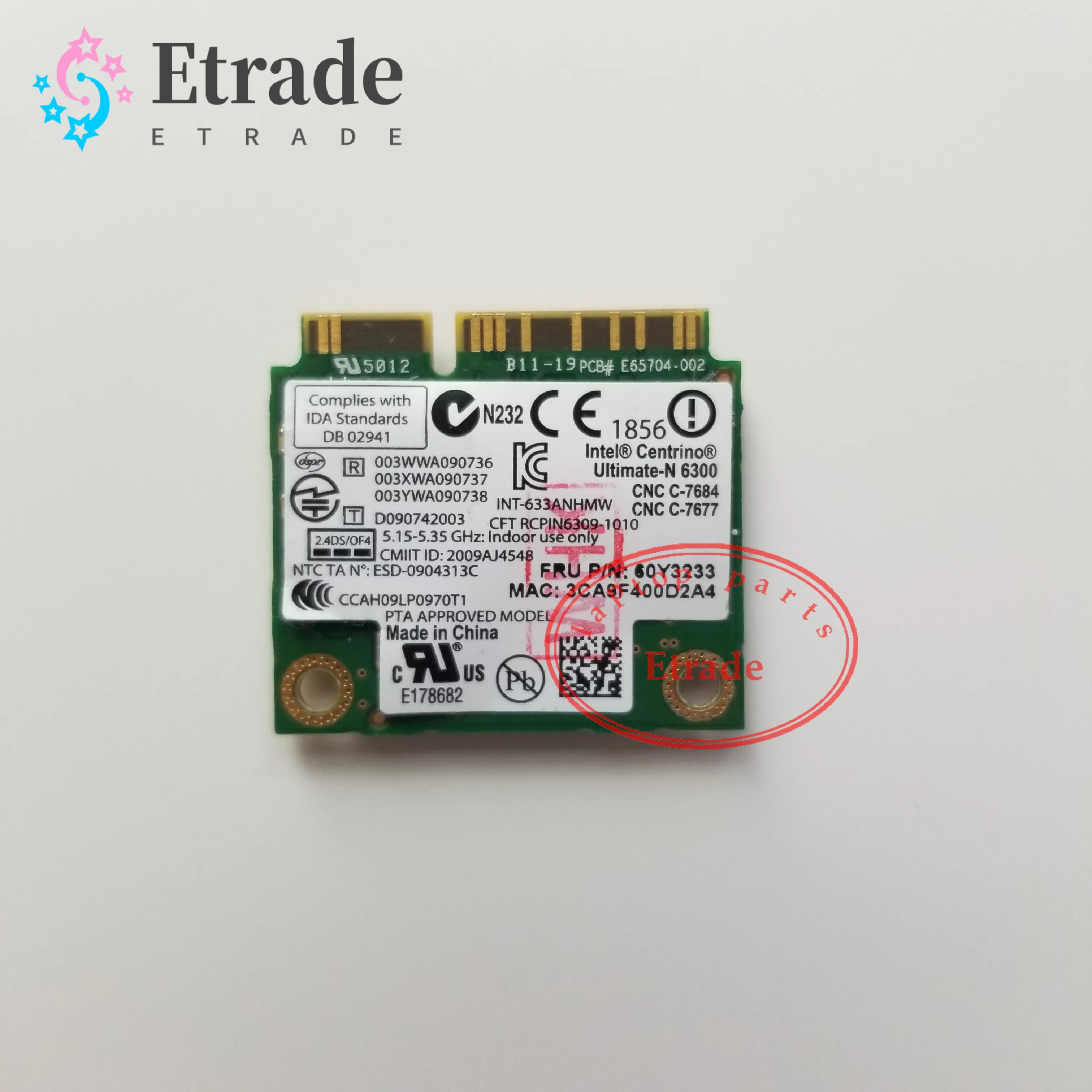 Dual Band 6300an Halve Mini Pcie Voor In-Tel Wifi Kaart 450M Voor Pk 8770W 8760W 8770W 6460b 8460W 2560P Sps: 572511-001