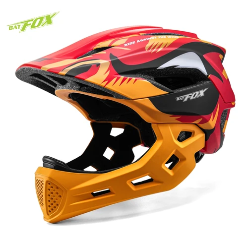 BATFOX-casco de bicicleta de cara completa para niños, casco de ciclismo desmontable, deportes juveniles, equipo de protección de seguridad, cascos de bicicleta MTB