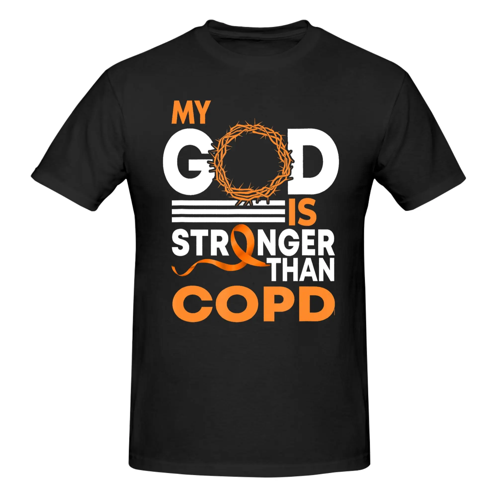 1 Piece Stronger Than COPD Awareness Ribbon Funny Graphic 100% Cotton T-Shirt COPD Tees Tops For Men