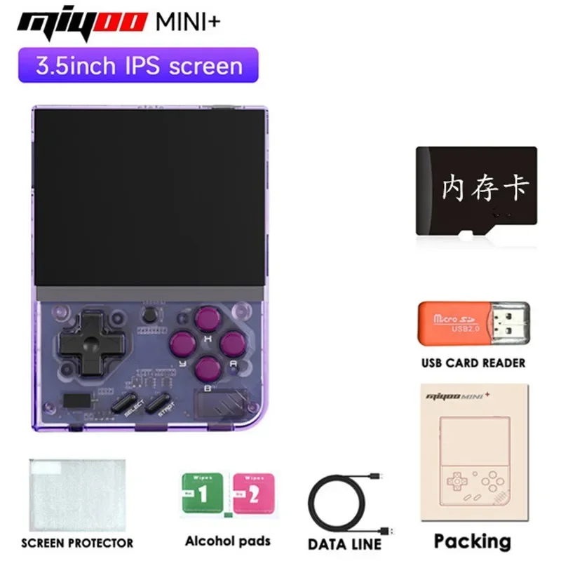 MIYOO Mini Plus Console di gioco portatile retrò portatile Schermo IPS HD da 3,5 pollici Regalo per bambini Sistema Linux Emulatore di gioco classico
