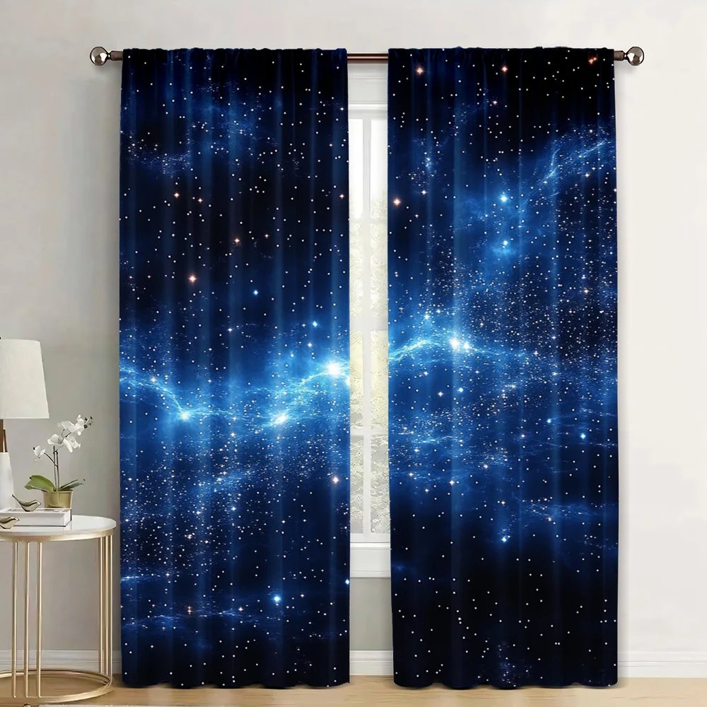 2pc,  Window Treatment Curtains Starry Night Light Filter Family Party Use for All Occasions decorate