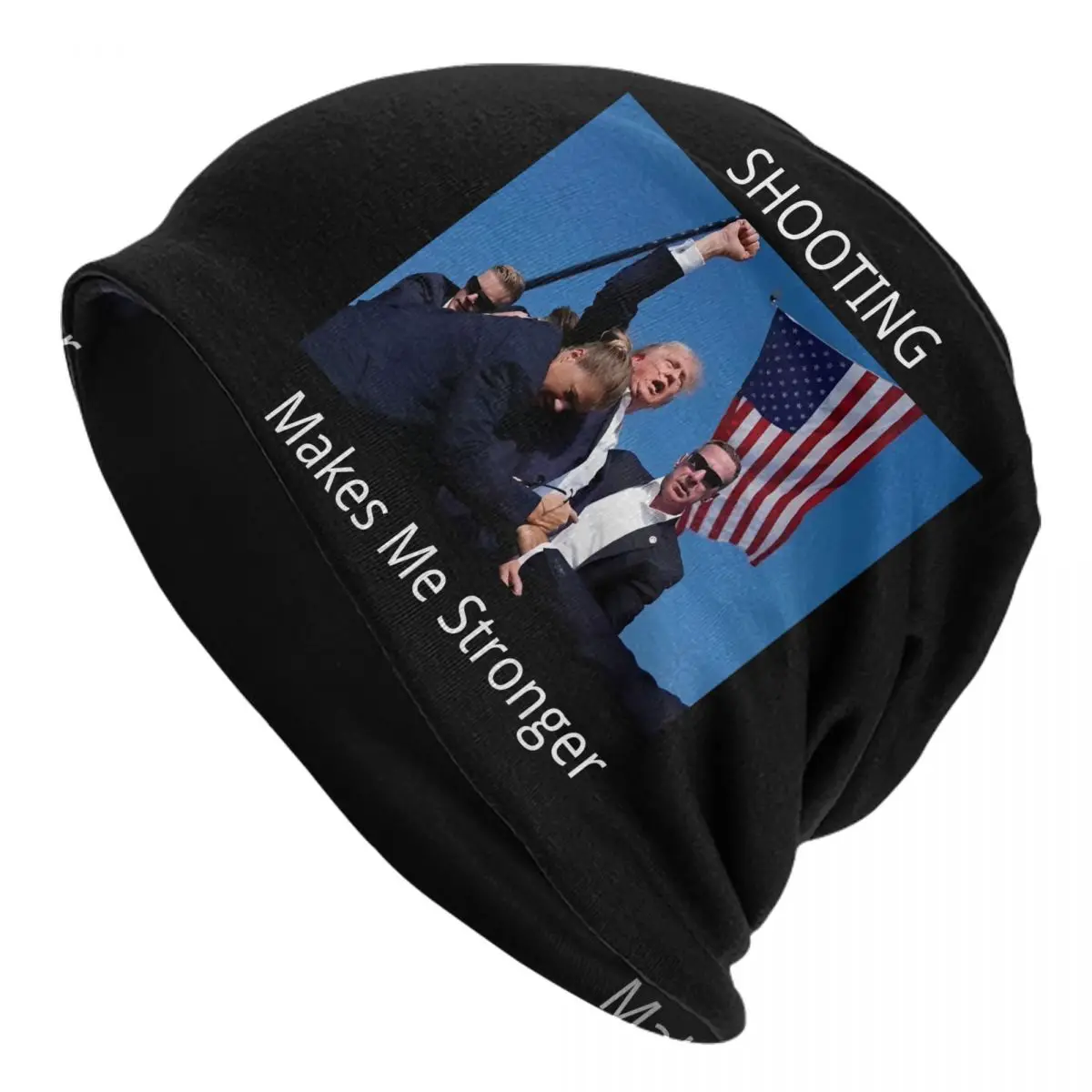 Trump SHOOTING -MAKES ME STRONGER Bonnet Hats Skullies Beanies Unisex Adult Funny Thermal Elastic Beanie Hats