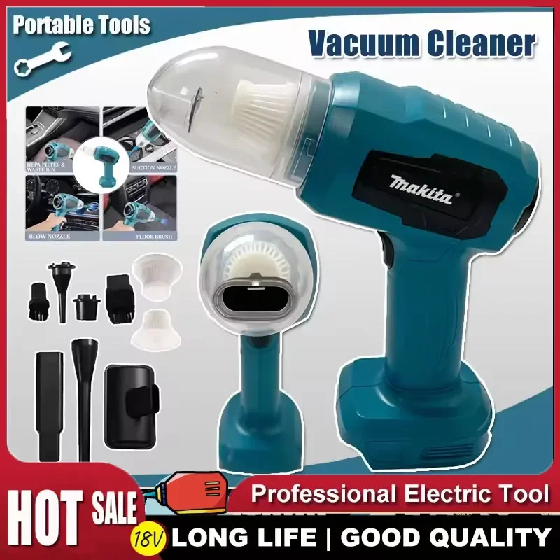 

Мини-электрический пылесос Makita с сильным всасыванием, беспроводной ручной пылесос для дома, воздуходувка с 7 насадками для аккумулятора 18 В