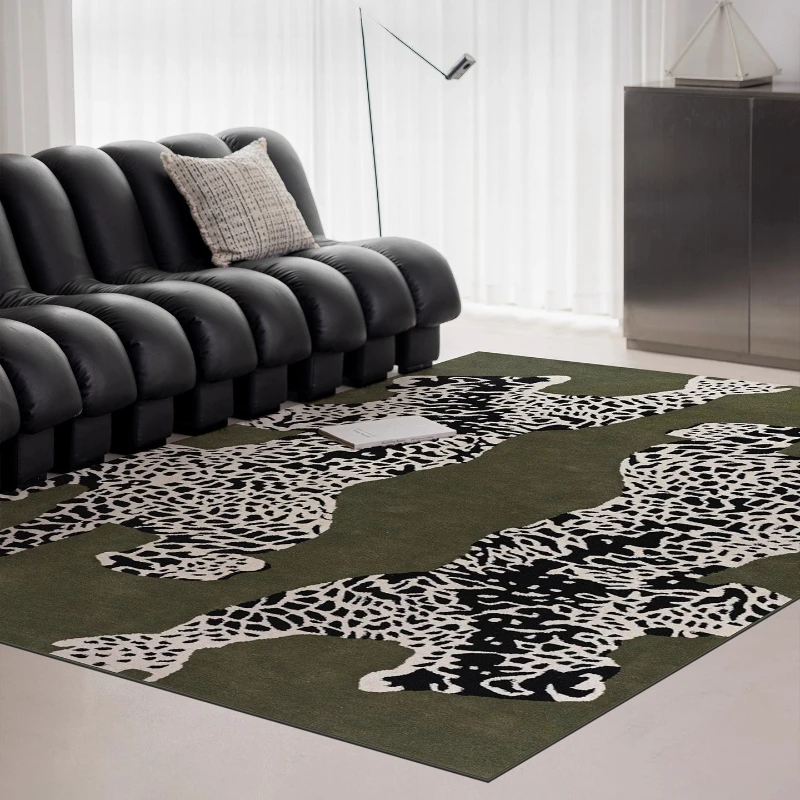 American Retro Style Rugs for Bedroom Leopard Pattern Living Room Decoration Carpet Washable Lounge Soft Floor Mat Anti-slip Rug