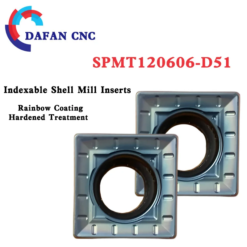 حشوات مطحنة شل قابلة للفهرسة طلاء قوس قزح SPMT120606-D51 تصنيع عالمي للصلب والفولاذ المقاوم للصدأ والحديد الزهر #1