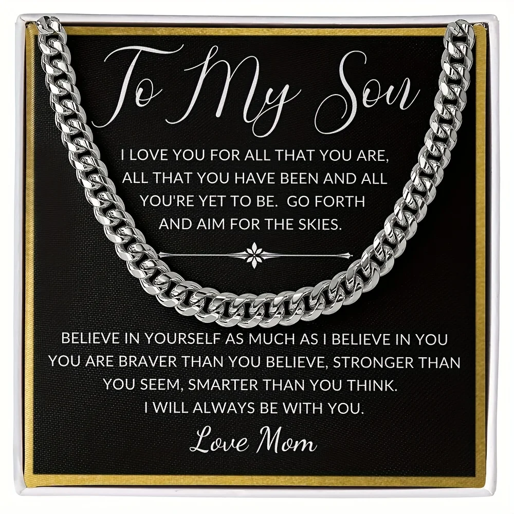 Cool Necklace With Message Card And Gift Box For Son, Son Birthday Gift, Gifts For Him, Gift From Mom