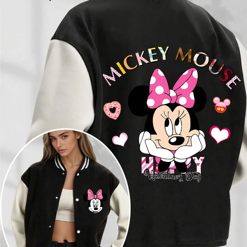 

Disney Minnie Baseball Jacket Women's Jacket Autumn and Winter New Men and Women Street Wear