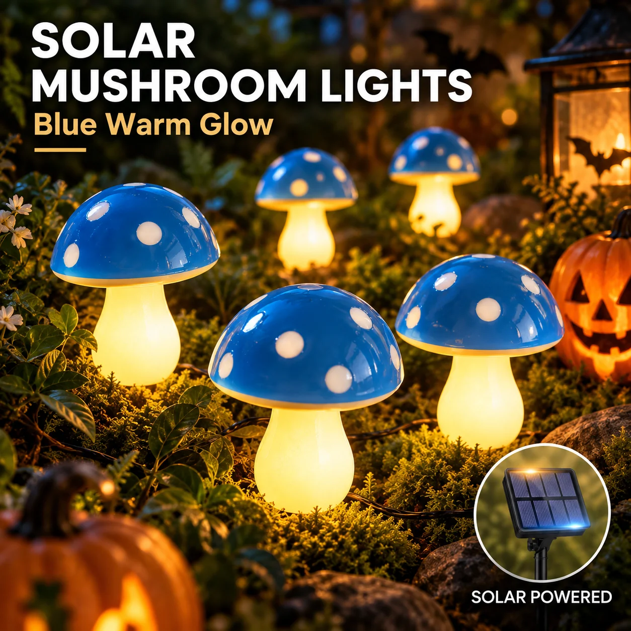Halloween Mushroom Lights Solar Garden Stake Fairy Lamps 10/20PCS 8 Modes Auto On for Flower Bed Pathway Lawn Porch Party Decor