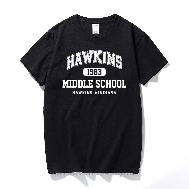 Hawkins 1983 Middle School Short Sleeve T Shirts Tee T-shirts 100% Cotton Joggers Tees Indians