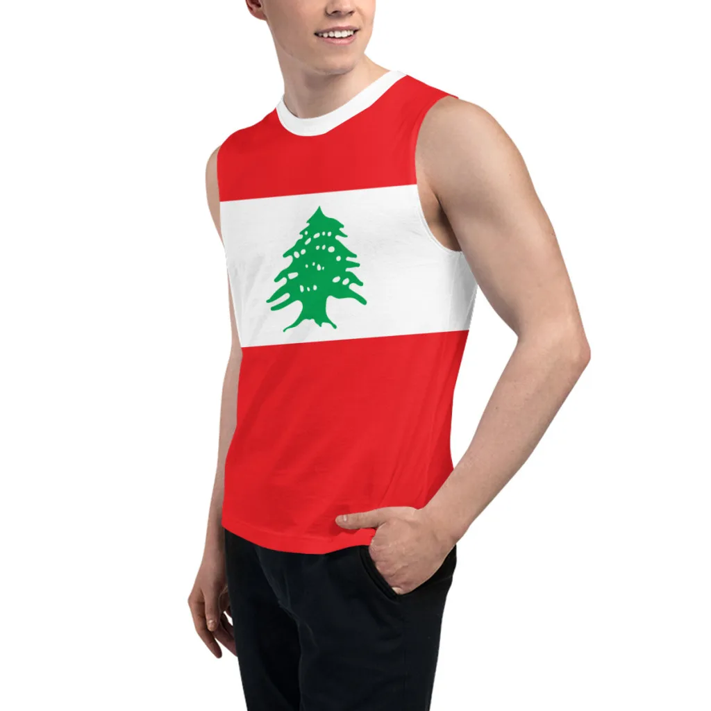 Sleeveless T-shirt Lebanon Flag 3D Men's Boys Tshirt Gyms Tank Tops Fitness Joggers Basketball Training Vest