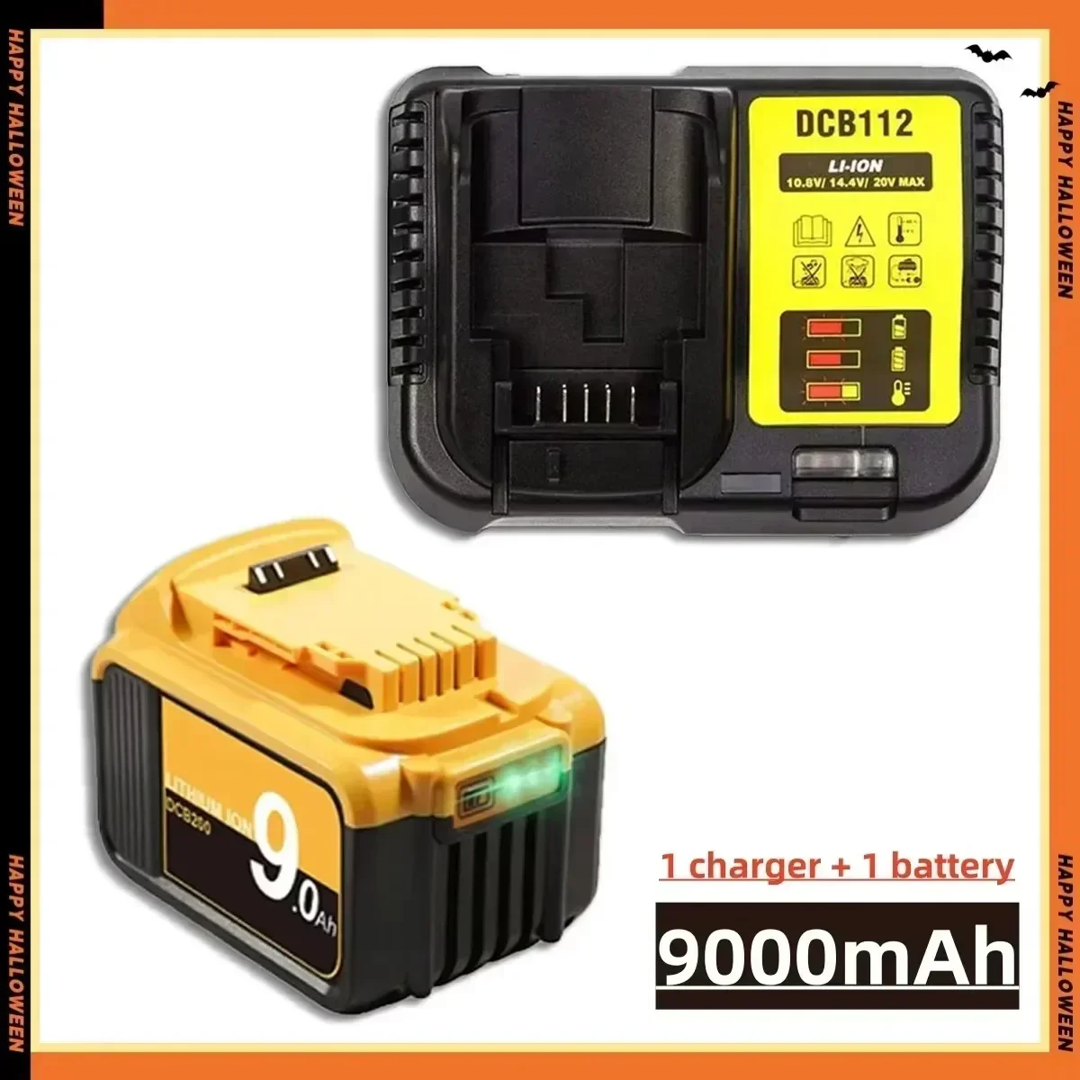 2026 For Dewalt DCB200 DCB184 Series 18V/20V Rechargeable Power Tools, 3.0Ah 6.0Ah 9.0Ah Li-ion Battery + Charger 18650 Battery