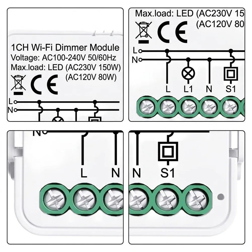 For Smart WiFi Dimmer Switch Module Remote & Voice Control Timers Function AC100-240V For Homes Office Lighting Control