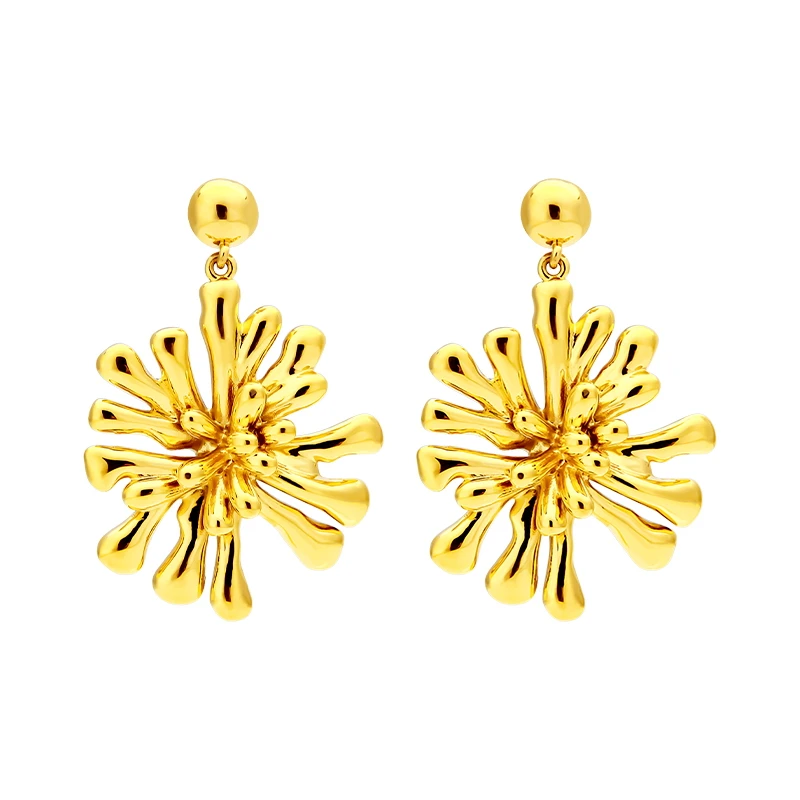 

N Fireworks Bloom Drop Earring PVD 18K Gold Plated Earrings For Women Fashion Jewelry Gifts