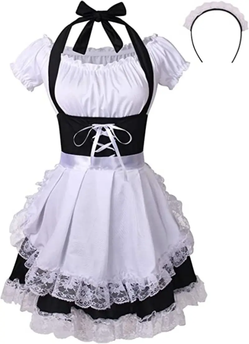 French Women's Anime Role-playing French Apron Maid Makeup Dance Dress Adult Baby Sissy Party Dress Customization