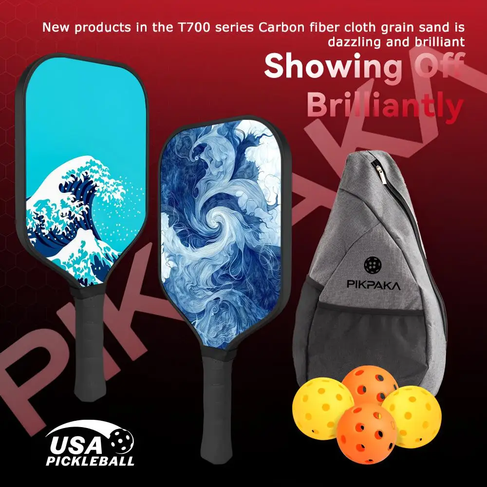 

Kanagawa Japan Pickleball Paddle Set USAPA Approved T700 Carbon Fiber Unibody Thermoformed with 16MM Honeycomb Core
