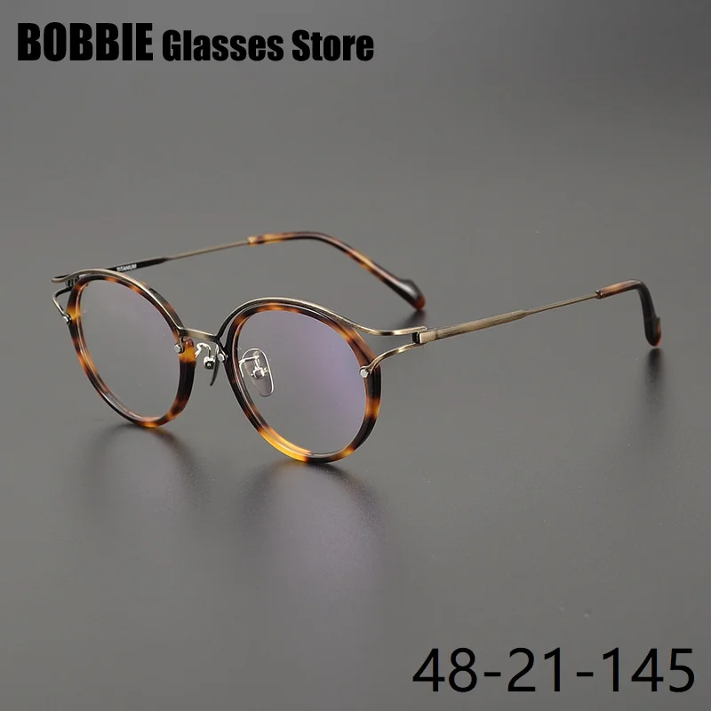 

Retro Round Hollow Eyeglasses Japanese Handmade Titanium Acetate Glasses Frame Men Women Blue Light Gafas Spectacles Japan Brand
