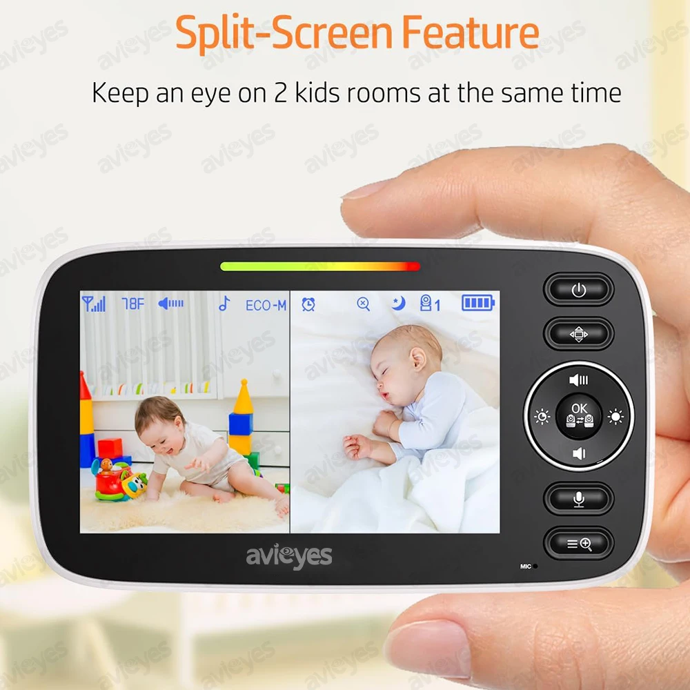 4.3 Inch Video Baby Monitor with 2 Cameras Pan Tilt Zoom Babyphones 2-way Talk Night Vision Monitor Nanny Temperature Babysitter