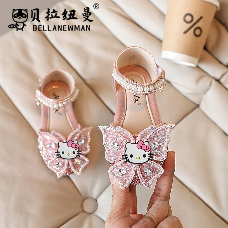 

Sanrio hello kitty toddler shoes children princess sandals new girls fashion bow beach shoes student performance dance shoes