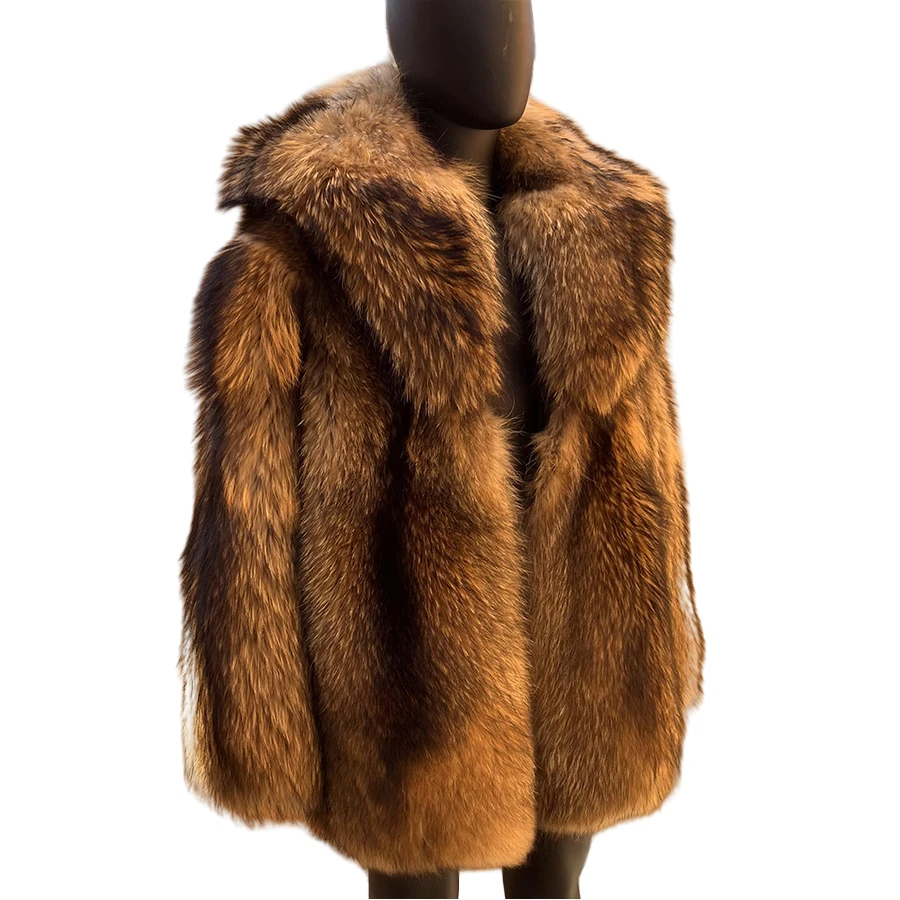 

Real Raccoon Fur Coat Long Men's Raccoon Coat Winter Genuine Fur Jacket High Quality Warm Clothes