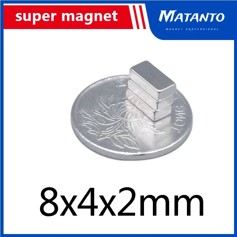 20~300PCS 8X4X2 mm N35 neodymium permanent magnet 8mm X 4mm Permanent Neodymium Magnet Strong 8x4x2mm Small Block Magnet 8*4*2mm