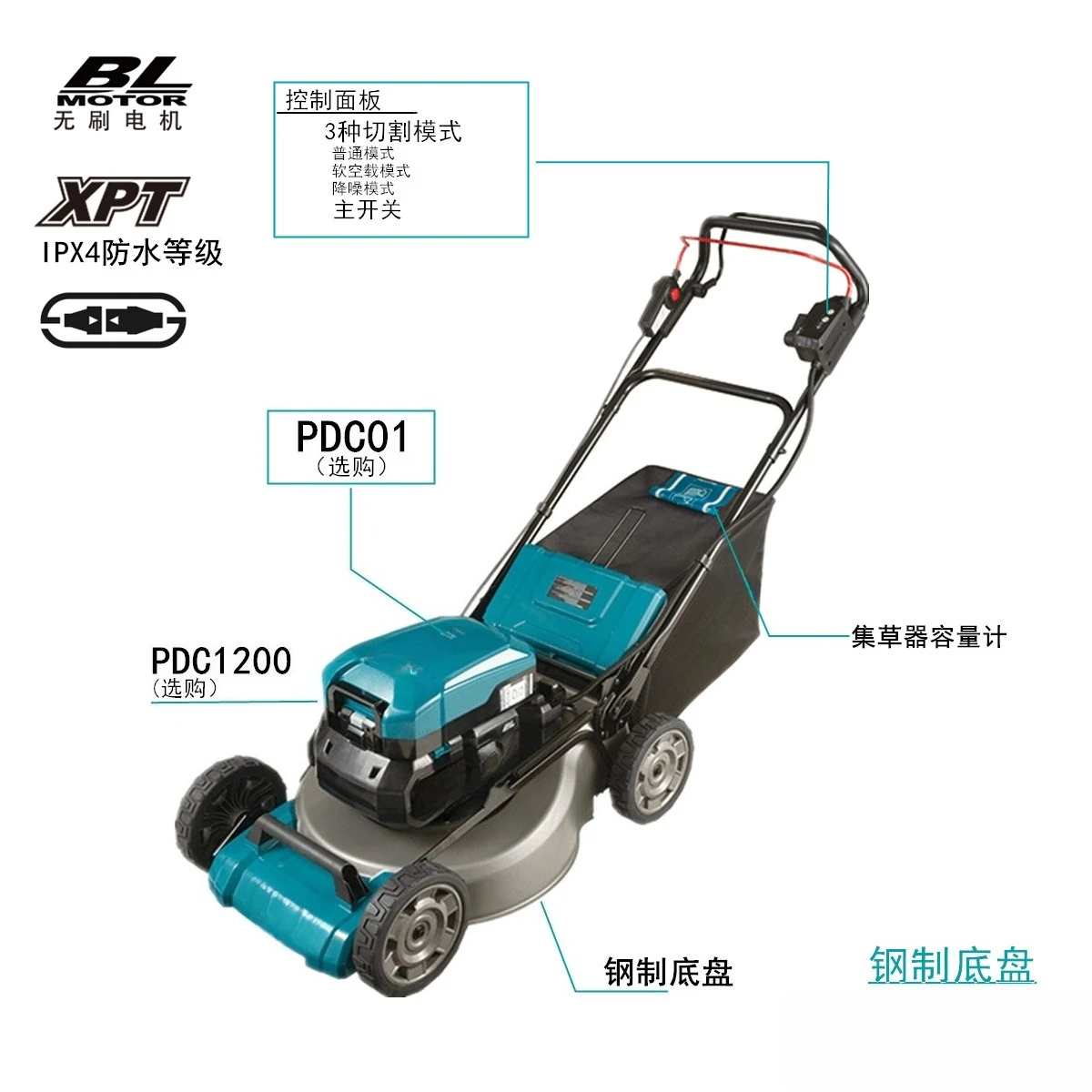 rechargeable lawn mower self-propelled lawn mower 40V trolley type lawn mower wheeled