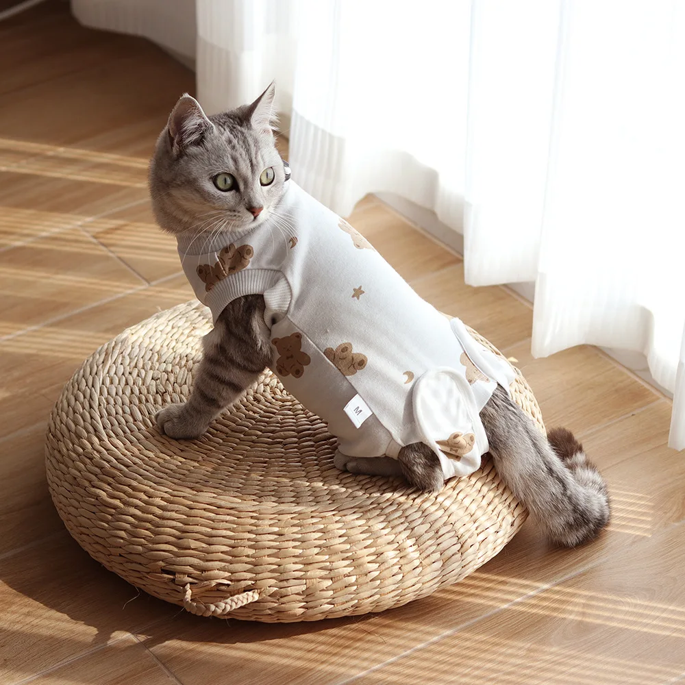 Cat Recovery Suit, Kitten Surgical Full Bodysuit for Abdominal Wound Protector Anti Licking After Surgery Cone Alternative