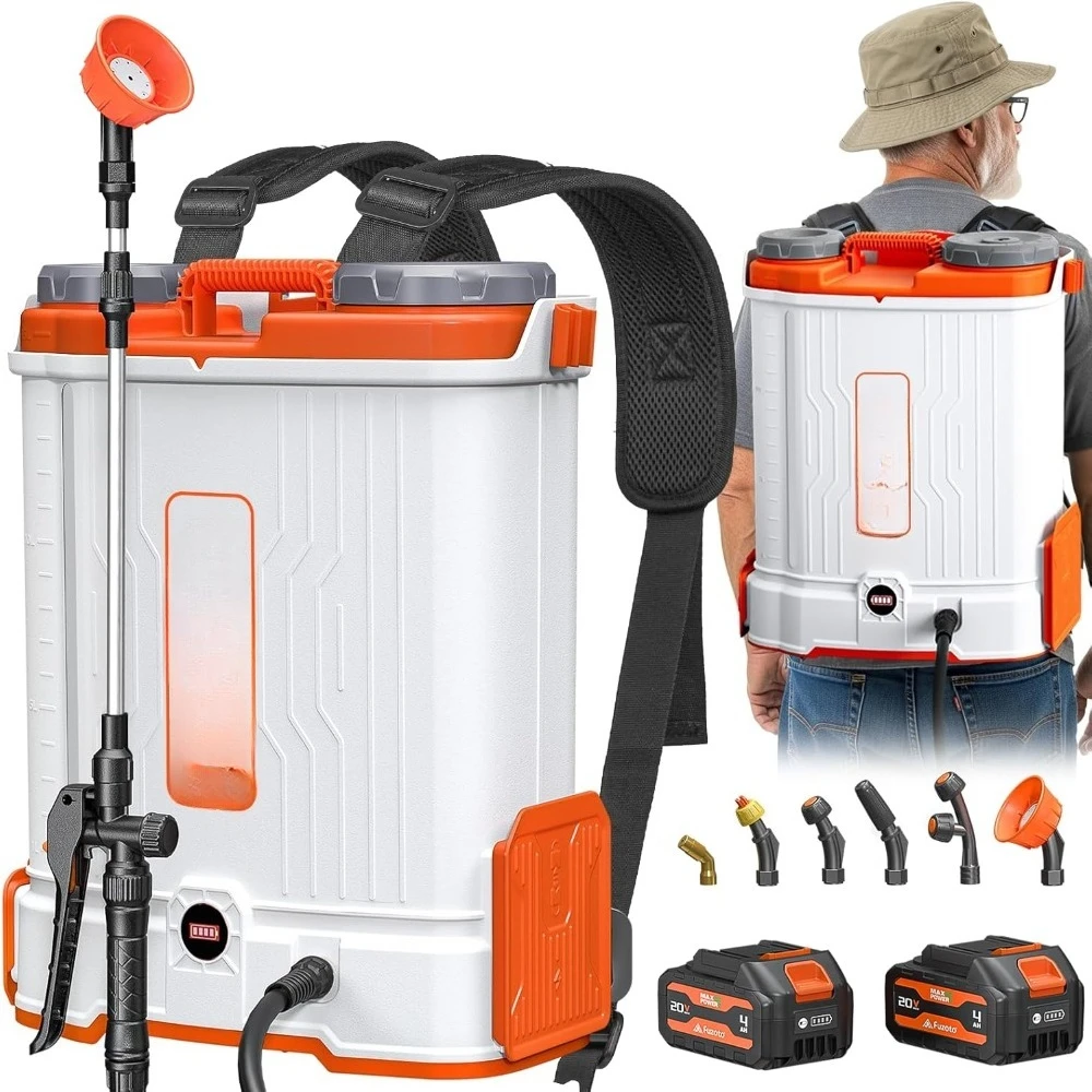 

Доставка в США, 5,3 галлона, рюкзак-распылитель с батарейным питанием и 2 батареями 20 В, 45-90 фунтов на квадратный дюйм, электрический сад с регулируемым давлением