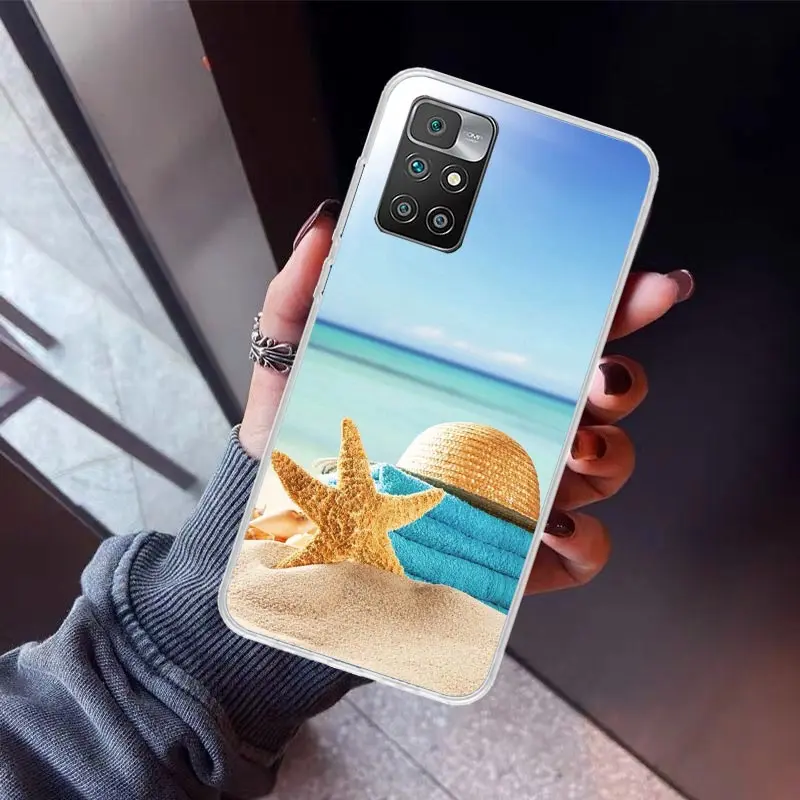 Blue Wood Seashells Sea Star Phone Case For Xiaomi Redmi 12 12C 10A 10C 10 9A 9C 9T 9 8 8A 7 7A 6 6A K40 K20 Pro S2 Soft TPU Bac