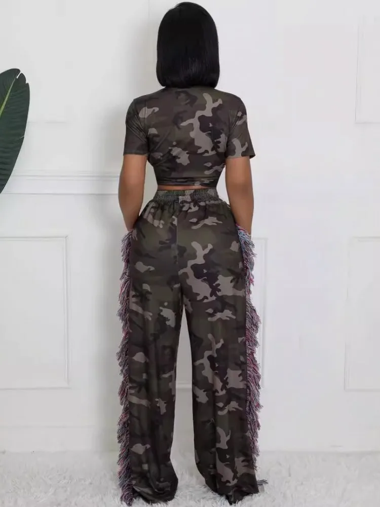 2 Piece Women Sets 2024 New Arrival Summer Autumn Matching Sets Camouflage Two Pieces Sets Top And Pants Suits Outfits Clothing