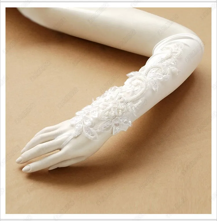 Gants longs sans doigts pour robe de mariée, dentelle blanche, accessoires de mariée, littérature, automne, hiver, nouveau, 2023