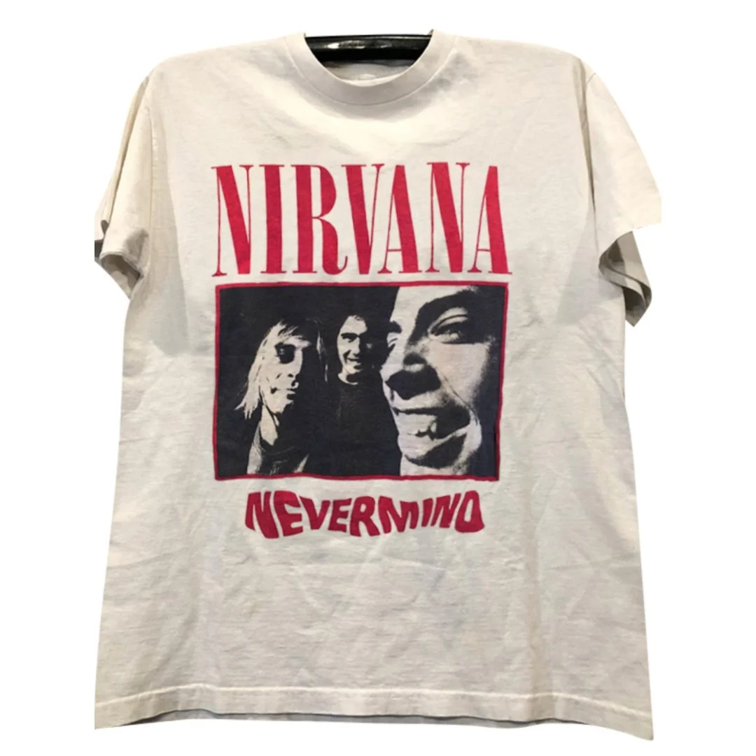 نيرفانا الفرقة كورت كوبين خمر الأمريكية تي شيرت ريترو الصيف القطن الخالص تي شيرت رجالي ملابس الأطفال المحملة Y2k امرأة