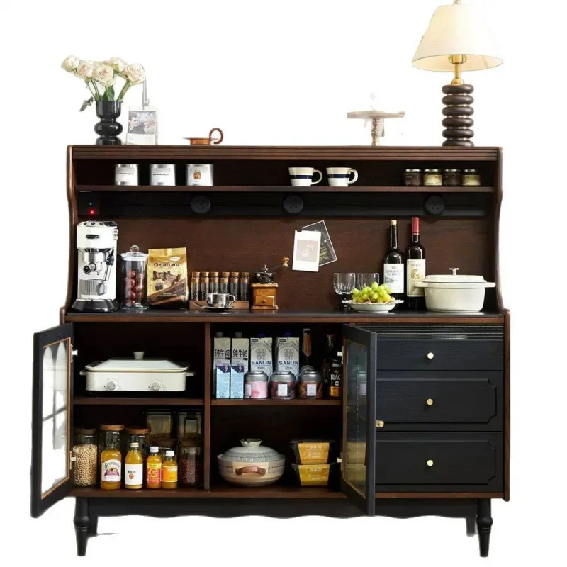 French retro solid wood side cabinets, living room cabinets, home kitchen lockers