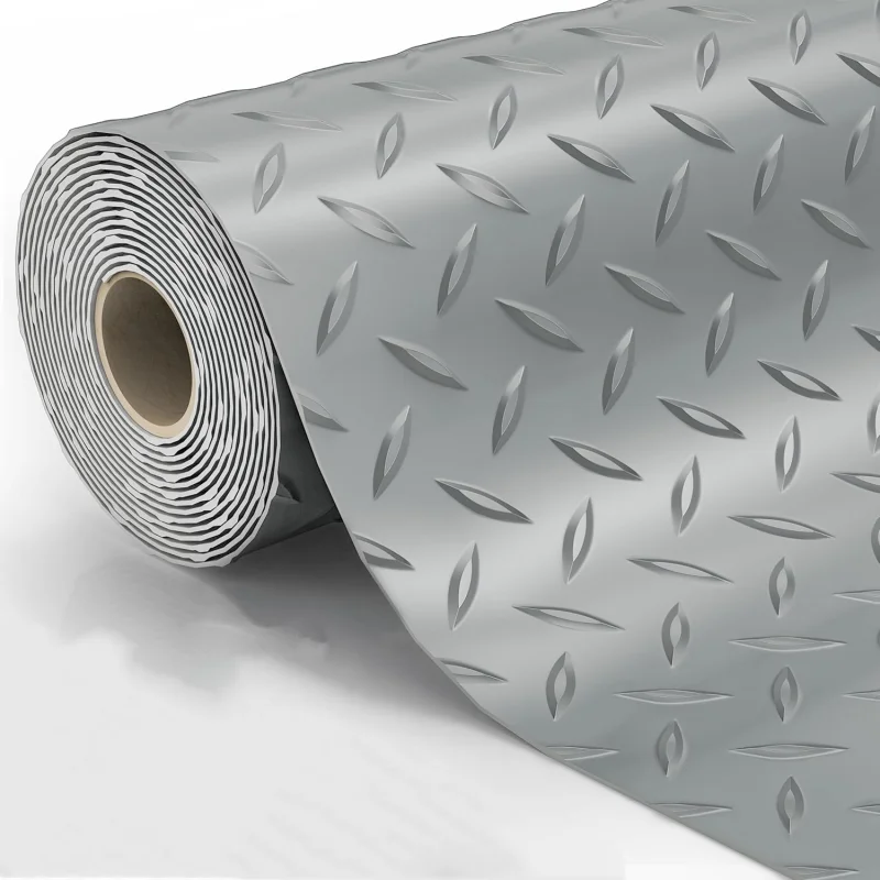 

7.9x21/32.8 FT Non-Slip Floor Mat 2.5mm Golf Cart Parking Mat Diamond Plate PVC for Truck Trailer SUVs Van Golf Cart Motorcycle