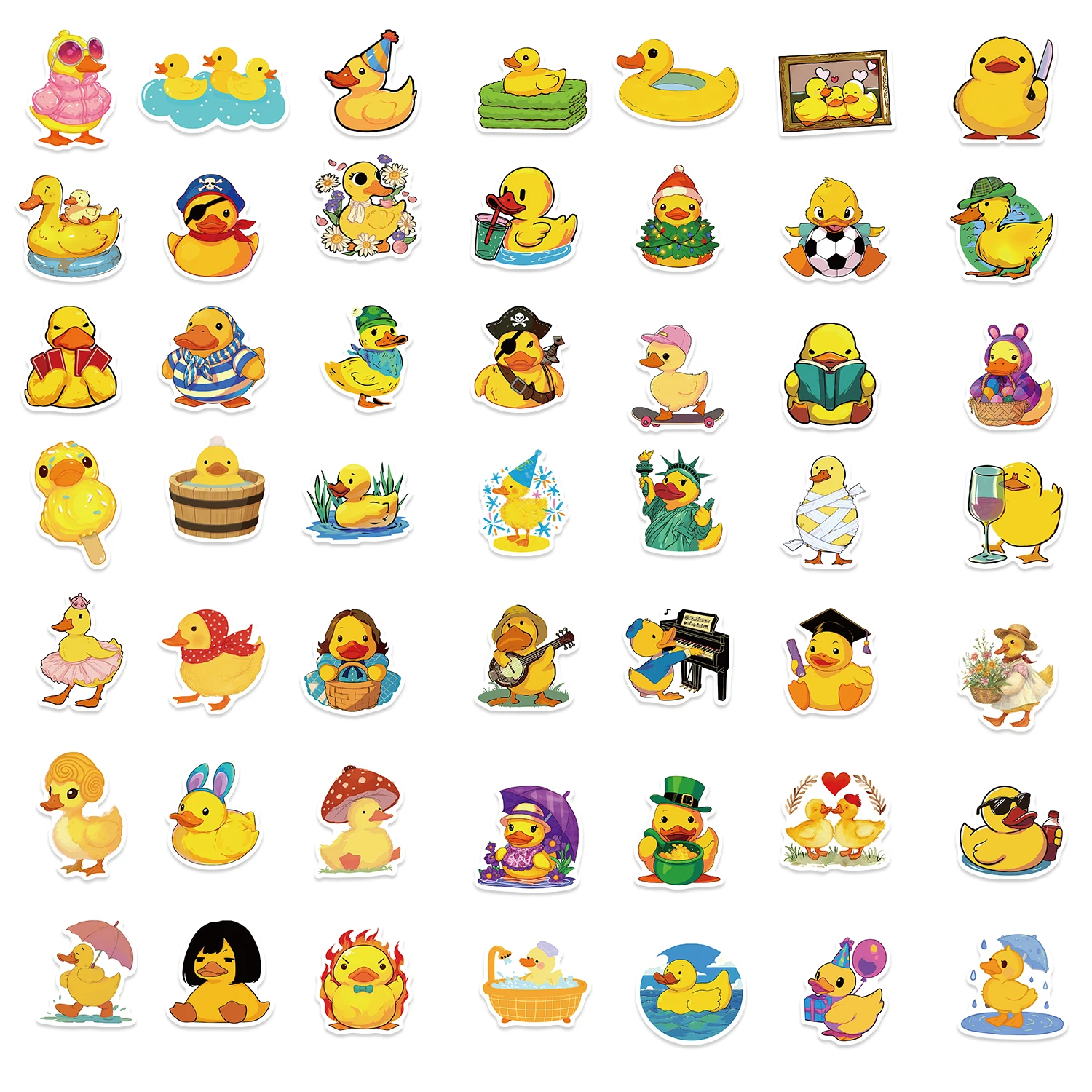 50pcs Cartoon Little Yellow Duck Graffiti Sticker Toy For DIY Scrapbook Phone Fridge Laptop Luggage Car Waterproof Sticker Decal
