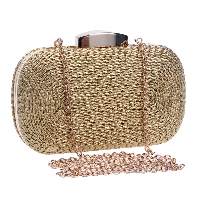 Lady Handbags With Handbags Vintage Knitted Women Evening Bags Straw Party Wedding Dinner Day Clutches