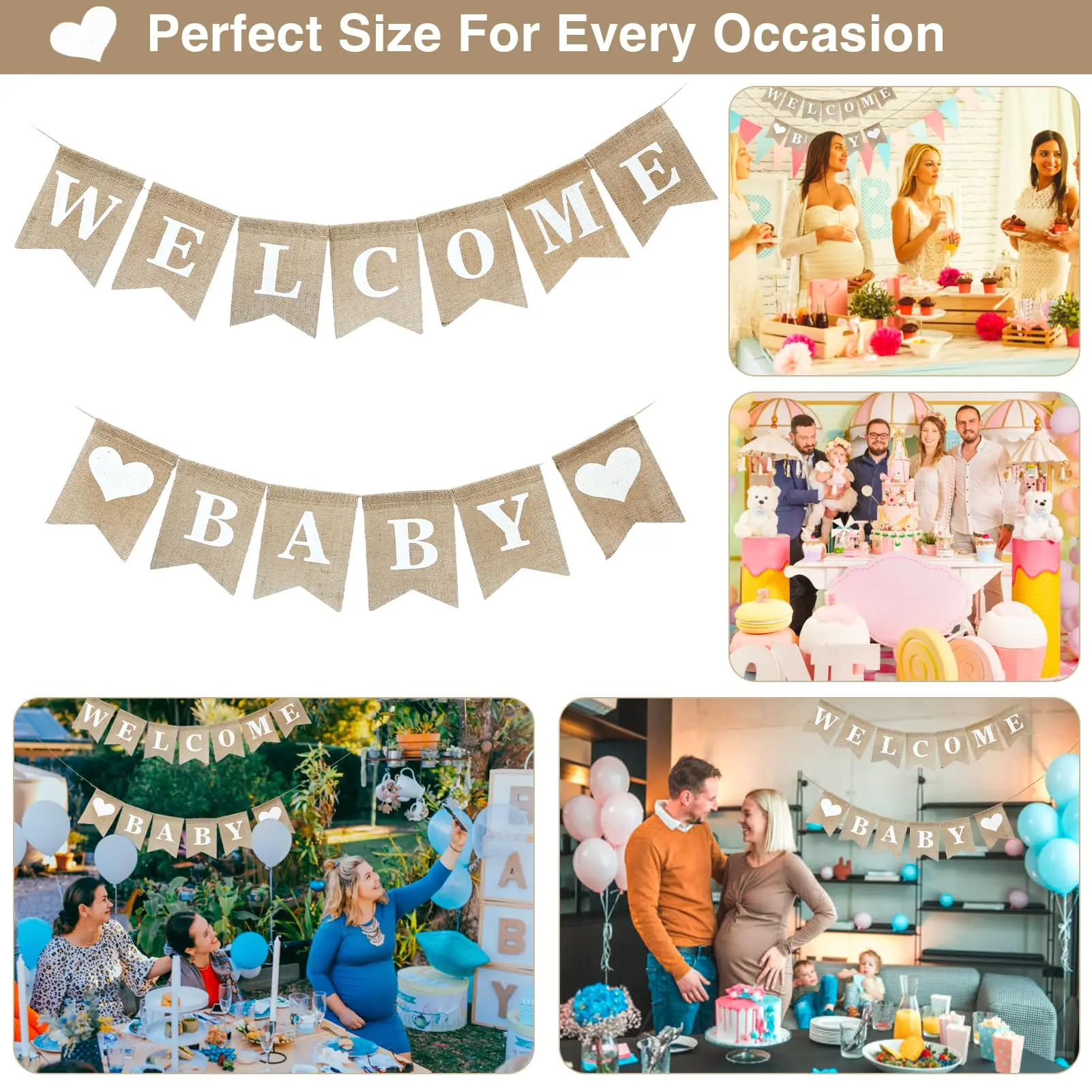 Willkommen Baby Schild Banner Neugeborenen Geburtsschild für Mädchen Jungen Baby Ankündigung Schild Dekorationen Banner – Detail 4